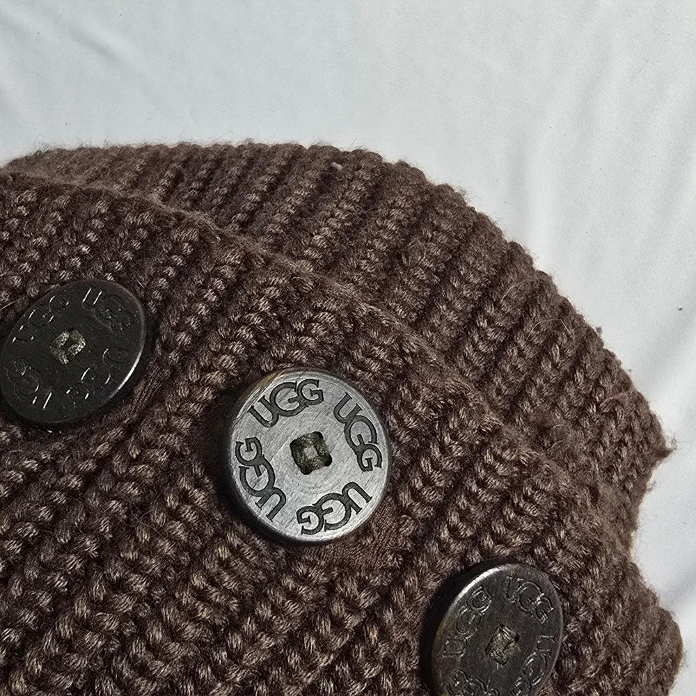 UGG Lattice Cardy Brown Knit Tall Button Boots 5819 Womens 8